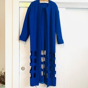 Nancy Stella Soto 100% Wool Cobalt Full-Length Duster Coat